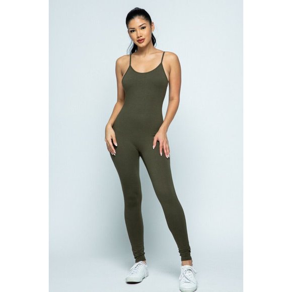 Pants - Women's Spaghetti Strap Bodycon Tank One Piece Jumpsuits Rompers S M L